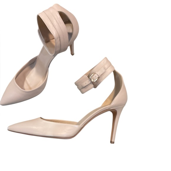 J Crew Ankle Strap Nude Pumps Sz 9.5 leather‎ - Picture 1 of 4